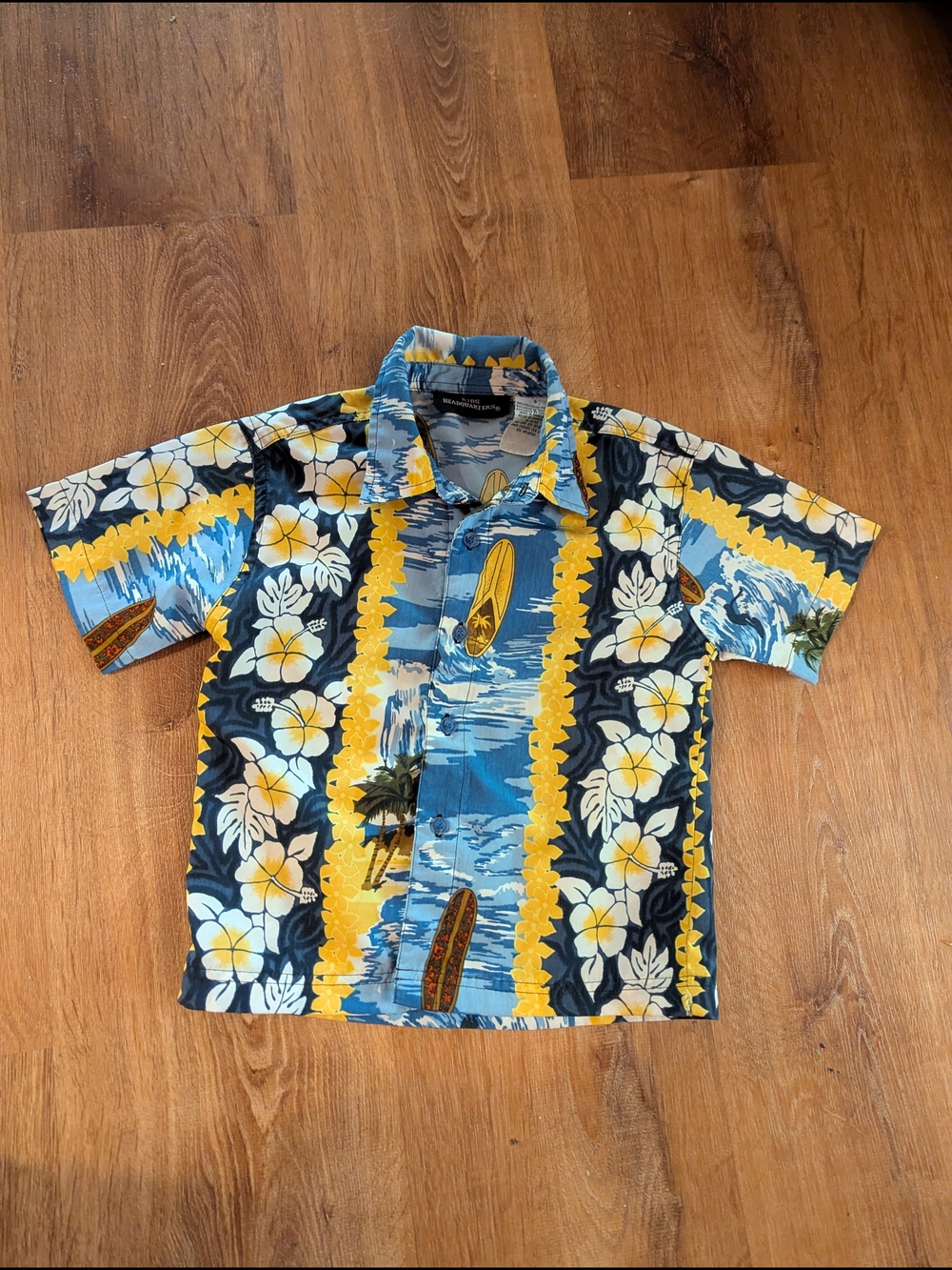 Kids Headquarters Blue & Yellow Floral Hawaiian Button-Down Shirt